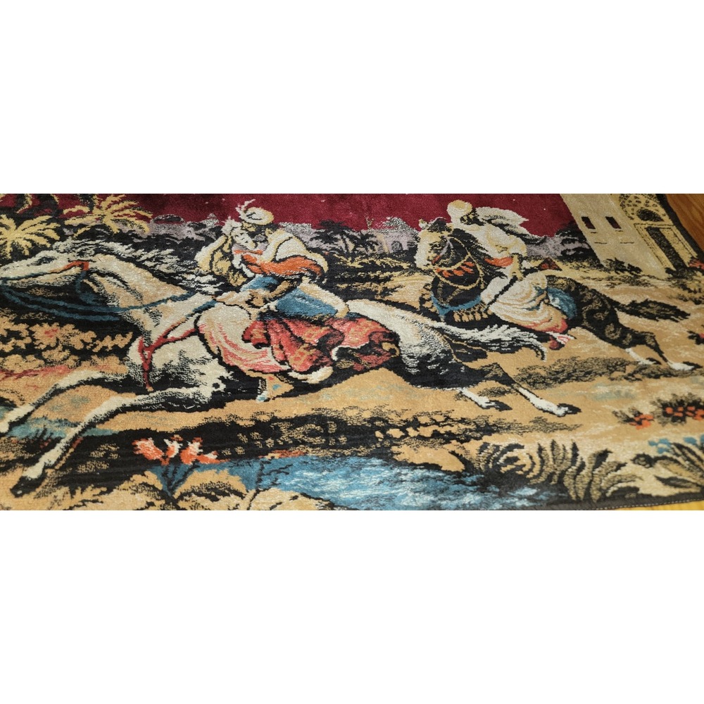 Vintage Persian Style Horse Riders Scene Tapestry Wall Hanging Decor